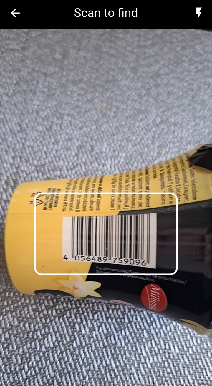 Scanning a grocery barcode in Ratr