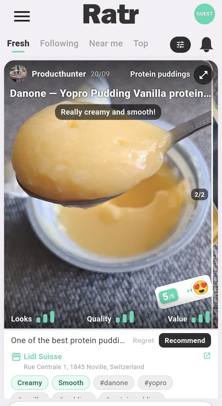 A genuinely loved protein pudding rated on Ratr